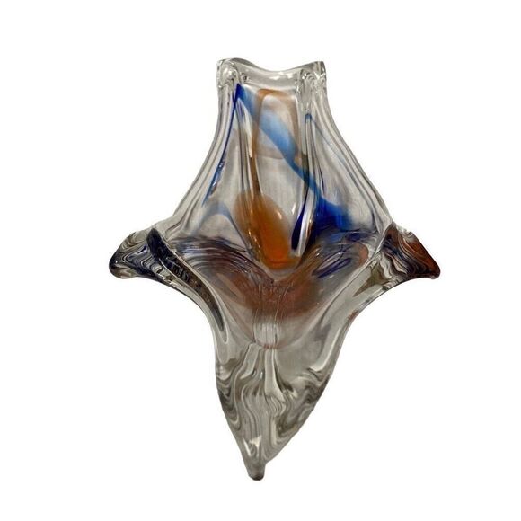 Retro Vintage Max Verboeket MCM Art Glass Fishtail Bowl Danish Signed 5x18 - Picture 3 of 9